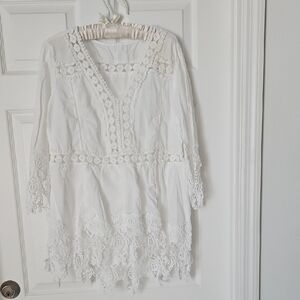 White Lace Boho Swim Coverup/Dress